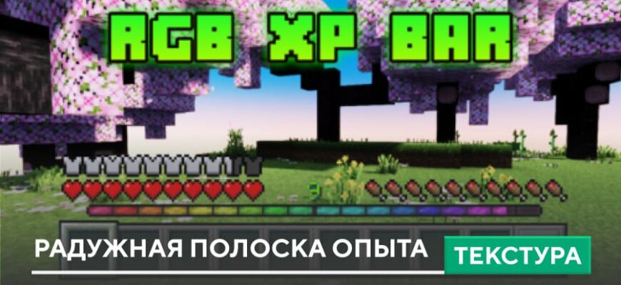 Текстуры: Радужная полоска опыта на Minecraft PE